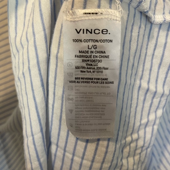 Vince 3/4 Sleeve Length T-Shirt, Size Large, White with Blue Stripes - Picture 7 of 7